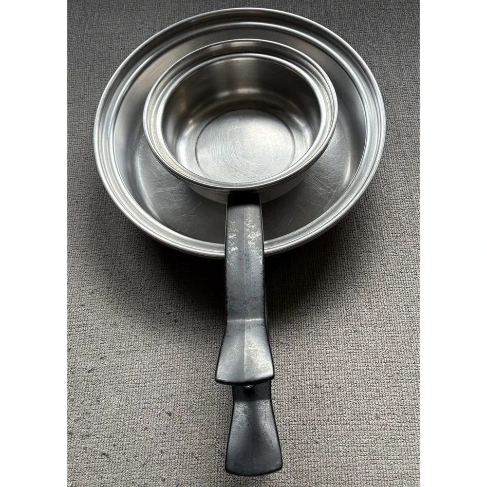 Vintage SEAL-O-MATIC 18-8 3 Ply Stainless Steel Frying Pans Skillet 2 USA